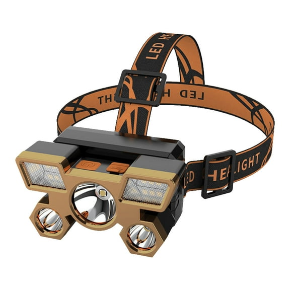 NQyIOS Rechargable Headlamp, Led Head Lamp with 4 Modes, Waterproof Head Lights for Forehead, Hard Hat Light for Adults, Adjustable Head Flashlight for Camping, Hiking, Running Yellow