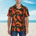 thumbnail image 4 of Balery Red Hot Chili Print Men's Hawaiian Shirts Short Sleeve Beach Shirt Relaxed Fit Vacation Button Down Shirts-Large, 4 of 9