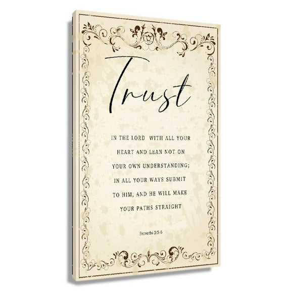 Proverbs 3 5-6 Bible Verse Wall Art Vintage Posters Room Decorative PicturesPainting Artwork Vertical For Bedroom Unframed 12x18 in