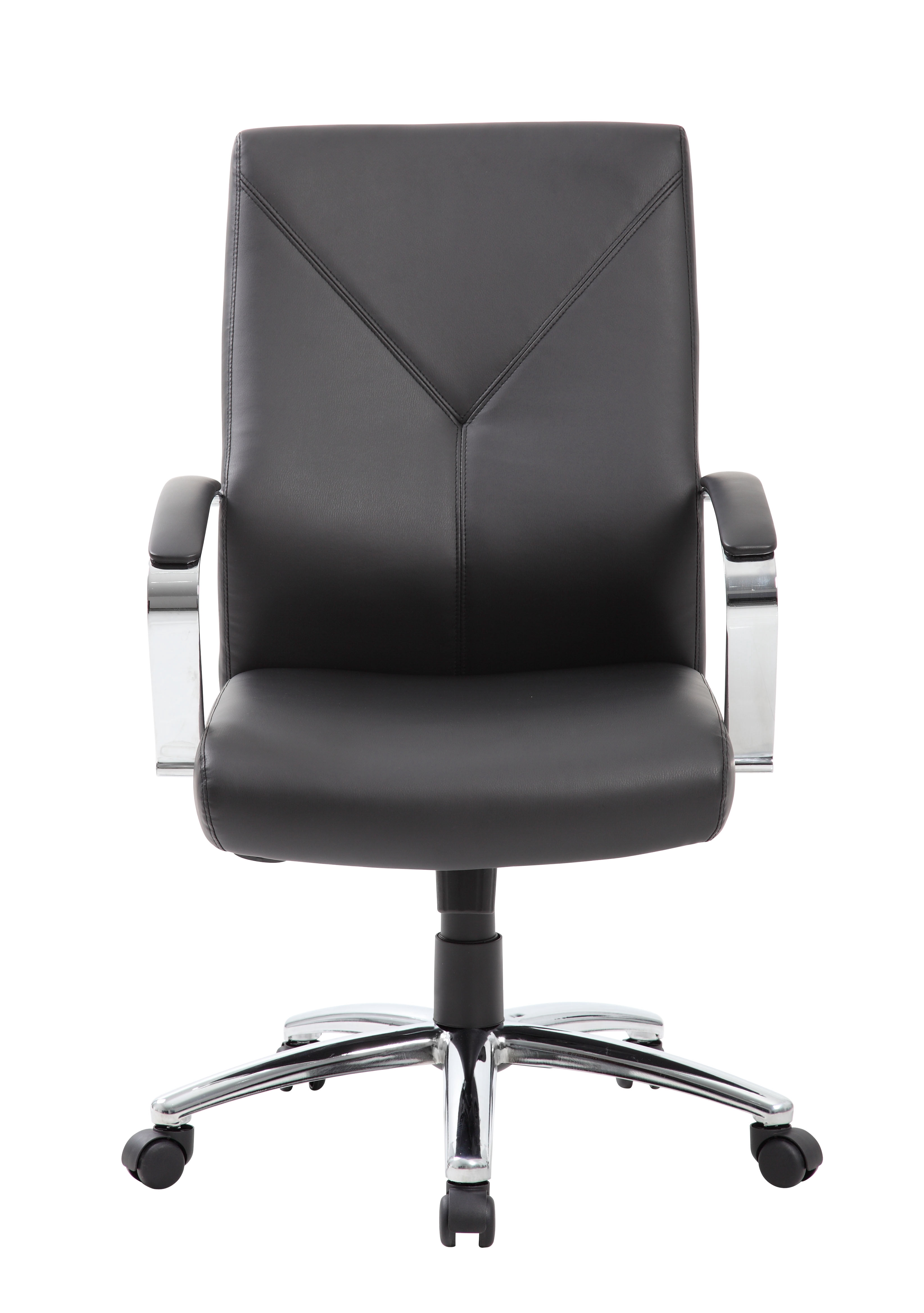 Boss Office Products LeatherPlus Home Office Adjustable Executive Chair with Casters, Black