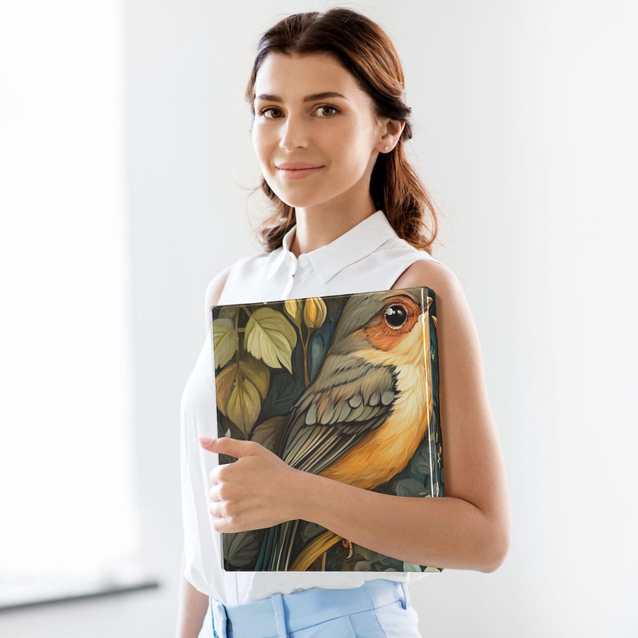 Love Birds Flowers 3 Ring Binders 1.5 inch Hardcover File Folders with Interior Pockets A4 Size Organizer for School Office Hospital