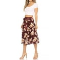 thumbnail image 4 of Women's Casual Floral A-line Printed High Waist Bow Tie Belted Knee Length Midi Skirt, 4 of 6