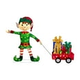 thumbnail image 1 of Haute Decor Elf Pulling Wagon Christmas Decor w/ 100 LED Lights, Warm White, 1 of 2
