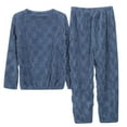 thumbnail image 3 of XIAONU Pajama Sets for Women Solid Color Jacquard Flannel Warm Cozy Homewear Winter Thick Daily Comfort Sleepwear Set, 3 of 8