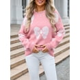 thumbnail image 5 of Michellecmm Women's Casual Bow Print Pullover Crewneck Sweaters Loose Fit Fall Winter Long Sleeve Knitted Cute Jumper Tops, 5 of 9