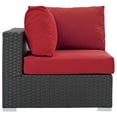 thumbnail image 3 of Modway Sojourn Aluminum Fabric and Rattan Patio Corner Sofa Chair in Canvas/Red, 3 of 4