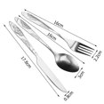 thumbnail image 3 of Juego de cubiertos de acero inoxidable de 3 piezas, cuchillo para carne, tenedor, cuchara con bolsa de tela (verde), 3 of 6