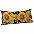thumbnail image 2 of Sunflower Body Pillow Covers 20"x60", Yellow Floral Elegant Pastoral Flowers Watercolor Soft Brushed Microfiber Breathable Throw Pillow Covers, Pillowcase with Zipper for Couch Sofa Bedroom, 2 of 9