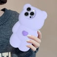 thumbnail image 4 of Compatible with iPhone 14 Pro Max Bear Case for Women Girls Girly Cute Cartoon Phone Case Lovely 3D Kawaii Design Camera Lens Protection Soft Silicone Shockproof Protective Cover, Purple, 4 of 7