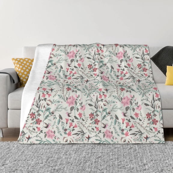 Rozeui Fairy Floral for Flannel Blanket, Soft Fuzzy Plush King Blanket for Winter, Thick and Warm All-Season Bed Throw-50"x40"