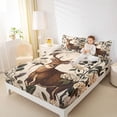 thumbnail image 4 of jejeloiu Wildlife Elk Deer Queen Sheet Sets,Countryfloral Flower Flat Sheet,Brown Beige Queen Fitted Sheet For Boys,Super Cozy Room Decor,4-Piece, 4 of 7