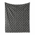 thumbnail image 1 of Floral Soft Flannel Fleece Throw Blanket, Flower Silhouettes on a Background of Mini Polka Dots, Cozy Plush for Indoor and Outdoor Use, 70" x 90", Dark Taupe Grey Fuchsia, by Ambesonne, 1 of 5