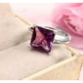 thumbnail image 2 of Princess Square Cut Natural Purple Amethyst Solitaire Statement Ring Birthstone Sterling Silver Ring anniversary ring Purple gemstone Gift., 2 of 2