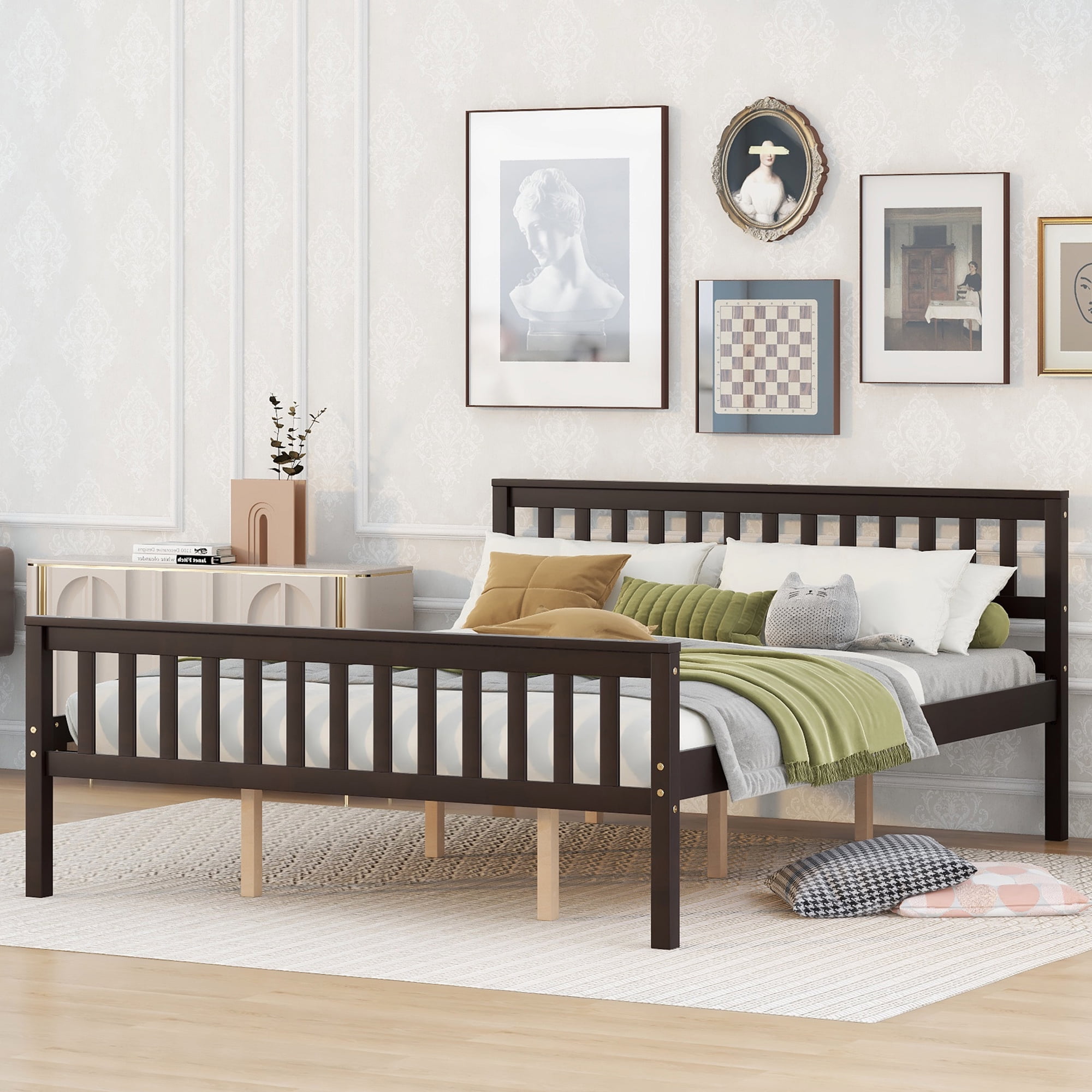 SYNGAR Queen Size Platform Bed Frame with Wood Headboard and Footboard