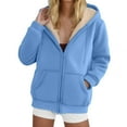 thumbnail image 2 of idosla Zip Up Hoodie Women Fleece Sherpa Lined Jacket Fall Winter Coat Casual Trendy Clothing (Blue, XXL), 2 of 5