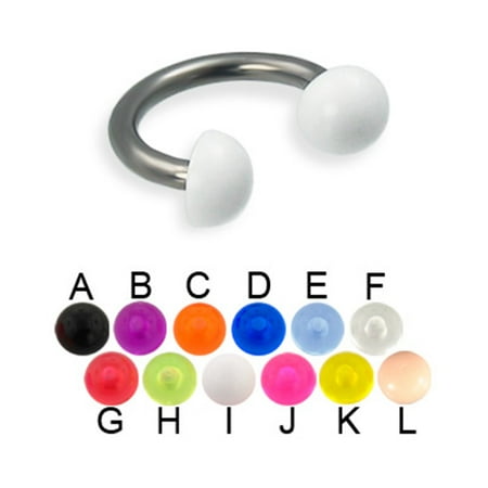 Half Ball Titanium Circular Barbell - Acrylic Half Ball Titanium Circular Barbell, 12 Ga,3/8