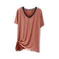 thumbnail image 3 of Frnrwgo Womens Pajama Tops for Summer Spring, V-Neck Solid Color Shirts with Lace Trim, Casual Plus Size Short Sleeve Loungewear, 3 of 3