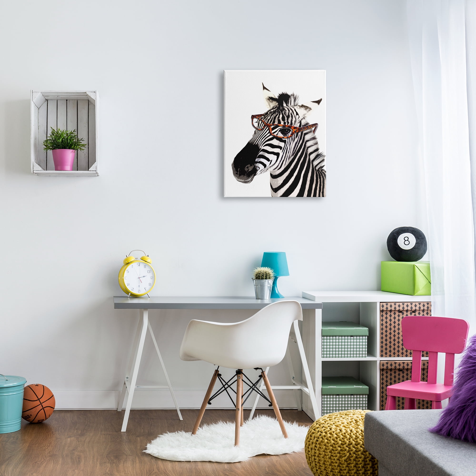Stupell Industries Zebra Wearing Glasses Animals & Insects Painting Gallery Wrapped Canvas Print Wall Art, 24 x 30