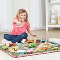 thumbnail image 3 of Melissa & Doug Deluxe Multi-Vehicle Activity Rug (39.5" x 36.5") - 19 Vehicles, 12 Wooden Signs, Train Tracks, 3 of 10