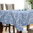 thumbnail image 3 of 60x60 Inch Tablecloth Polyester Square Tablecloth for Home Kitchen Dinner Decor Blue Elegant Geometric Design, 3 of 9
