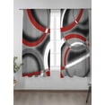 thumbnail image 2 of Modern Abstract Art Sheer Curtains 2 Panels Set Geometric Circle Red Grey Lihgt Filtering Rod Pocket Voile Drape, Semi Sheer Window Curtains for Bedroom Living Room, 52"x63", 2 of 5