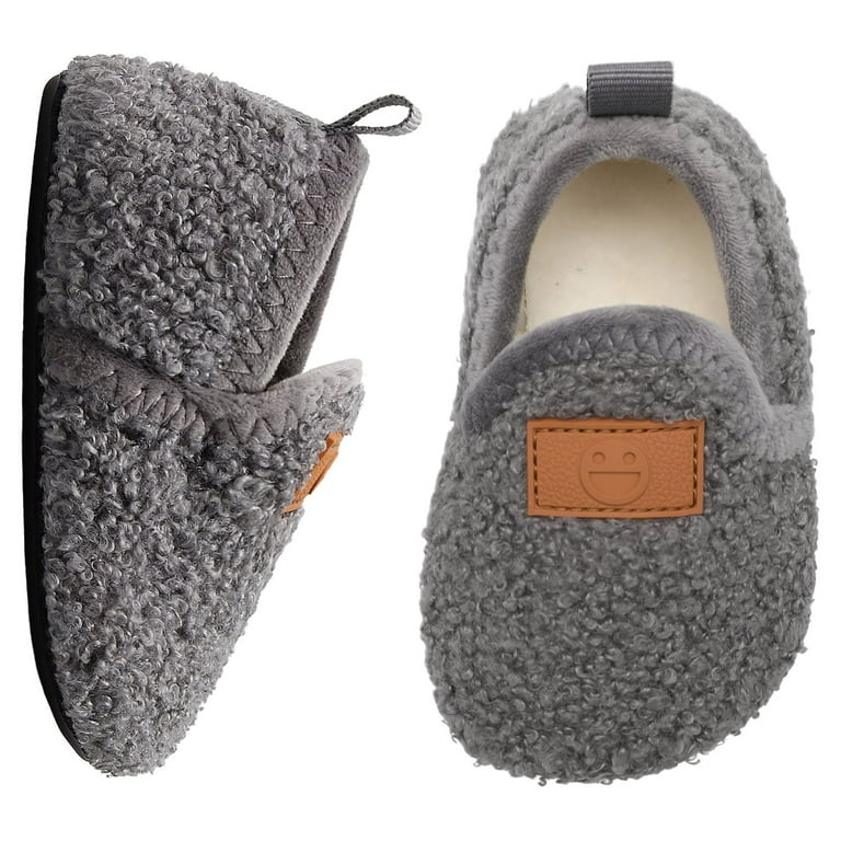  Lisdwde Toddler Boys Girls House Slippers Indoor Home Shoes  Warm Socks for Kids Brown 3.5-4.5 Infant=EU20-21