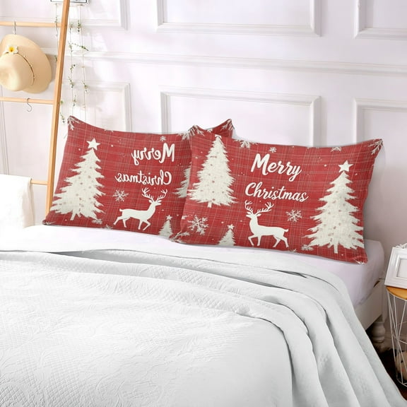 Pillow Case Plush Pillow Christmas Tree and Reindeer Case standard size/King size/Queen size Bed Pillow Pillowcases