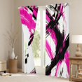 thumbnail image 3 of Manfei Abstract Brushstroke Kitchen Curtains, Watercolor Art Black Out Curtains Pack of 2 (42x63 Each), Pink, Black and White, 3 of 6