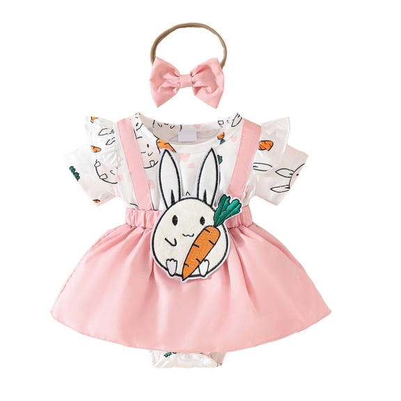 Baby Girl Easter Outfit My First Easter Bunny Bubble Romper Dress Onesie Short Sleeve Bodysuit Clothes