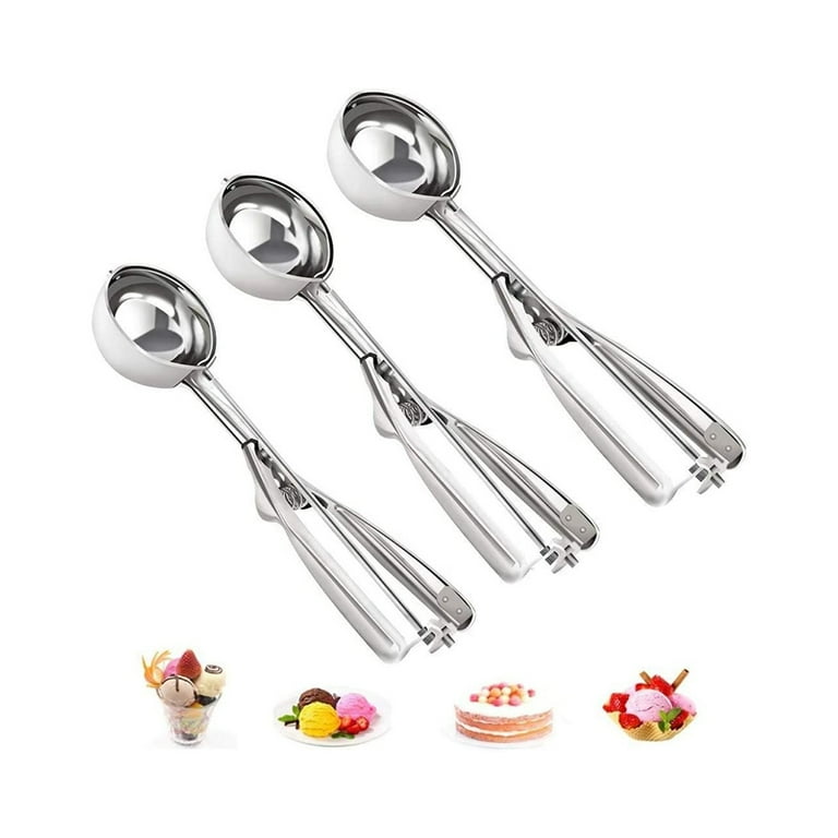 Cookie Scoop Set, Include 1 Tablespoon/ 2 Tablespoon/ 3  Tablespoon, 3PCS Cookie Scoops for Baking, Portion Scoop, Ice Cream Scoop  With Trigger Release, Made of 18/8 Stainless Steel: Home & Kitchen