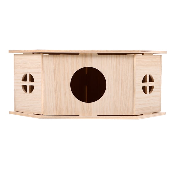 ibasenice Wood Squirrel House Beige Triangular Design Small Animals 1 Pcs