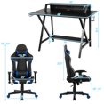 thumbnail image 3 of Topbuy Gaming Desk& Massage Gaming Chair Set Gamer Workstation with Headphone Hook Blue, 3 of 5
