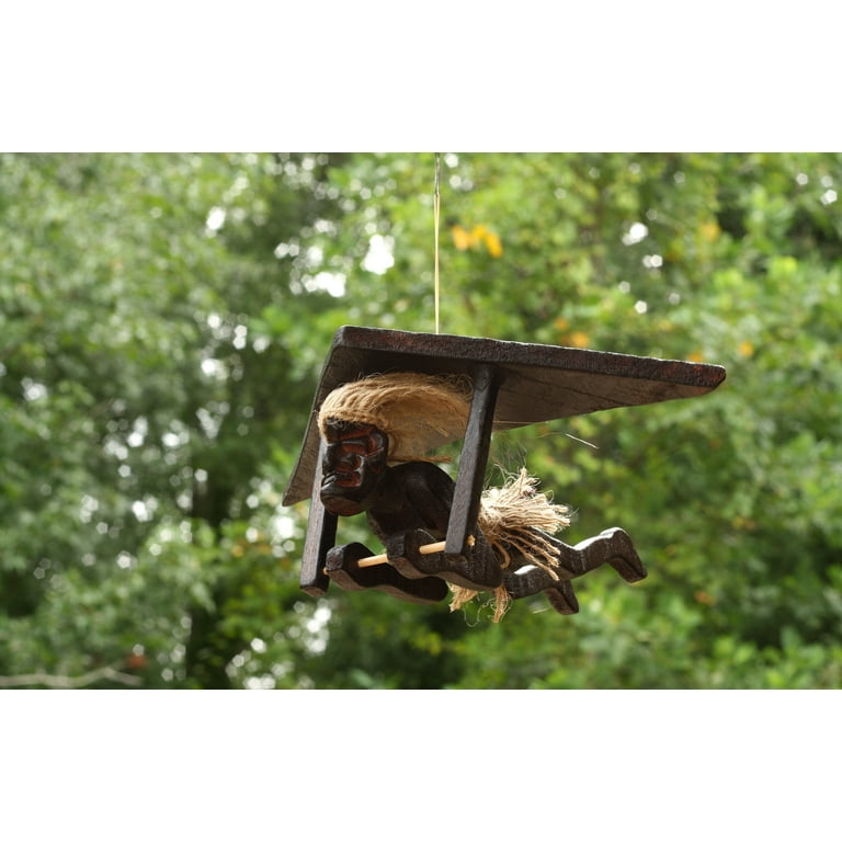 Handmade Wooden Primitive Paragliding Tribal Statue Sculpture Tiki