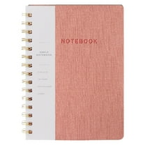 Goohae A5 Spiral Bound Notebook, Pu Leather Twin-Wire Notebook, College Ruled with Inner Pockets, 160 Pages Business Journal, Laying Flat Binding, Pink A5 Spiral Notebook