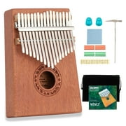 17 Keys Kalimba Thumb Piano Mahogany wood for Kids Adult Beginners, Natural