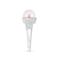 thumbnail image 3 of Angara Japanese Akoya Cultured Pearl and Coffee Diamond Halo Ring in 14K White Gold for Women | June Birthstone Jewelry for Her, 3 of 8