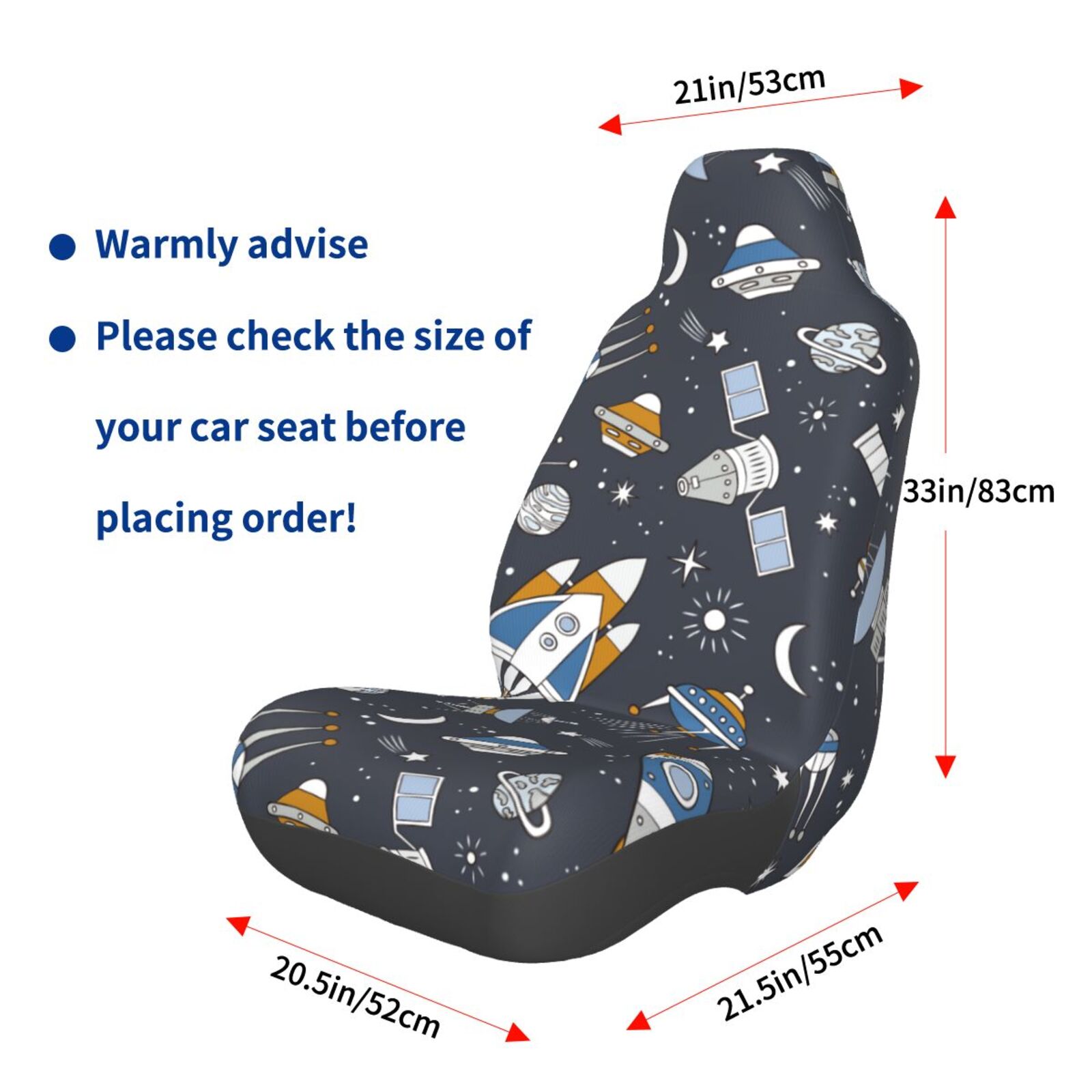 Naloa Space Cars Car Seat Covers Universal Front Seat Coves for Car Accessories ,Padded Car Covers for Automotive, SUV, Truck, and Van