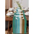 thumbnail image 2 of Teal Blue Brown Table Runner Home Vintage Farmhouse Retro Wooden Tablerunners 16 x 72 Inch, Table Decorations Tabletop Scarf for Summer Gathering Holiday Farmhouse Kitchen Dining Decor, 2 of 6