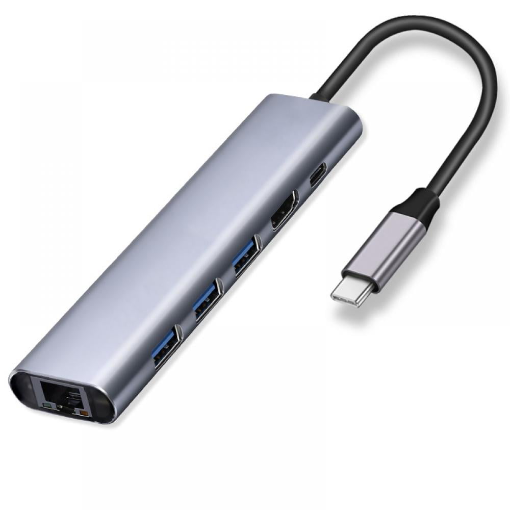 6-In-1 Multiport USB C Hub Adapter TYPE-C To Network Card/PD Charging/USB3.0 USB-C HUB Converter For MacBook PC - Walmart.com
