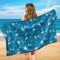 thumbnail image 6 of XYZCANDO Blue Palm Pattern Car Seat Cover, Sweatproof Towel Cover Sweat Washable Non-Slip for Cars Sedans, 6 of 11