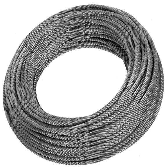 KEILEOHO Cable de acero inoxidable 304 de 164 pies 1/4, 7 x 19, núcleo de hilo de construcción, cables para aviones, cable resistente, alambre de barandilla, cuerda de metal para sistema de barandilla