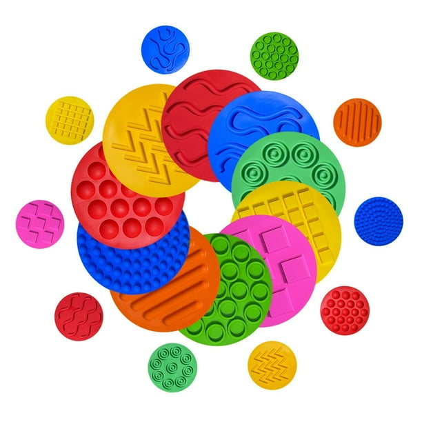20 piezas de alfombrillas sensoriales de silicona, círculos sensoriales, juguetes sensoriales, juego de aprendizaje temprano, alfombrilla de discos