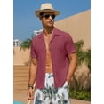 thumbnail image 7 of Youclos Men's Short Sleeve Textured Linen Shirts Hawaiian Button Down Shirts, 7 of 7