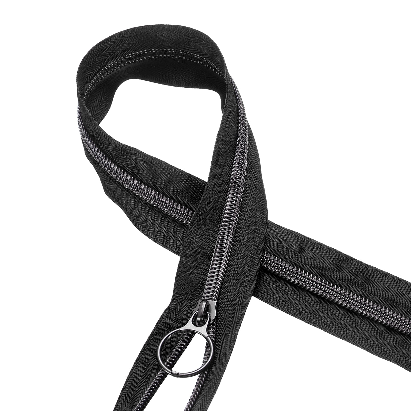 #5 10 Yards Nylon Coil Zippers, Bulk Coil Zipper by the Yards with 20pcs Gunmetal Zippers Sliders for Diy Tailor Sewing Craft Bag Clothes, Black