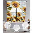 thumbnail image 3 of Sunflower Bee Kitchen Curtains Swag Valance and Tier Curtains Set 24 Inch Length, Blue Striped Spring Farm Botanical Art Rod Pocket Drape Panels Pair Swag Curtain for Bathroom/Cafe/Window, 3 of 6