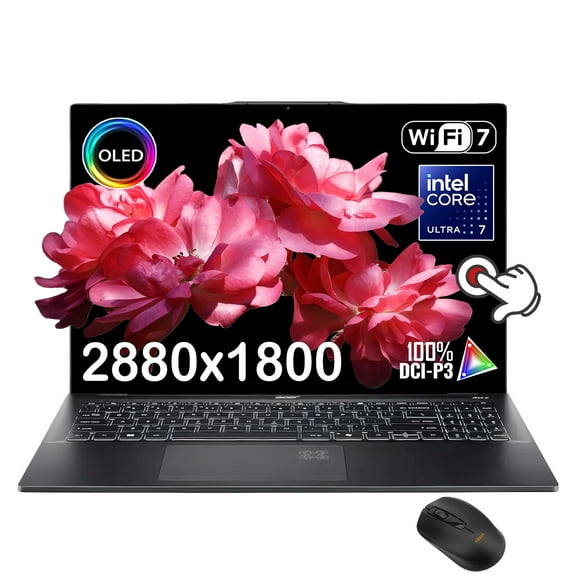 acer Swift 16 AI Laptop, 16” 3K OLED Touchscreen, Intel Core Ultra 7 256V, Up to 19.5Hr Battery, QHD IR Webcam, Wi-Fi 7, Copilot Key, Lightweight, Windows 11 Pro, w/Mouse
