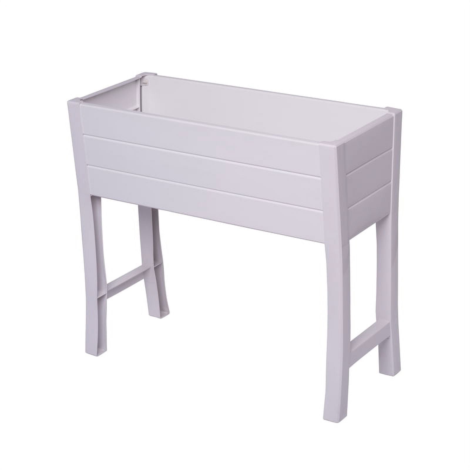 NuVue Products 26020 Elevated Garden Bed – 36” x 15” x 32” White PVC Woodgrain Texture Weather-Resistant Planter Box, 1 Count