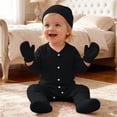 thumbnail image 2 of ShomPort Newborn Boy Girl Clothes Warm Cotton Romper Long Sleeve Jumpsuits with Mittens Hats Sets 0-12 Months, 2 of 5