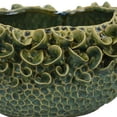 thumbnail image 3 of Nina Decorative Bowl, Textured Green Ceramic, Abstract Floral 13 Inch, 3 of 5