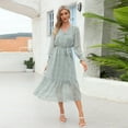thumbnail image 5 of IWEMEK Womens Dress V Neck Poet Sleeve Loose Fitting Comfy Dresses A-line Flower Print Chiffon Flowy Casual Outfit, 5 of 7